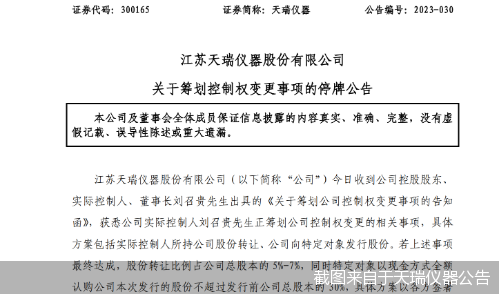 截图来自于天瑞仪器公告