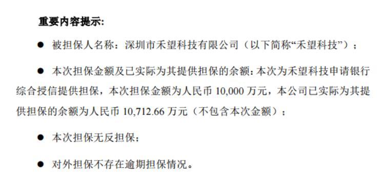 禾望电气为子公司新增一亿元担保  后者资产负债率超86%  半年度净利仅401万