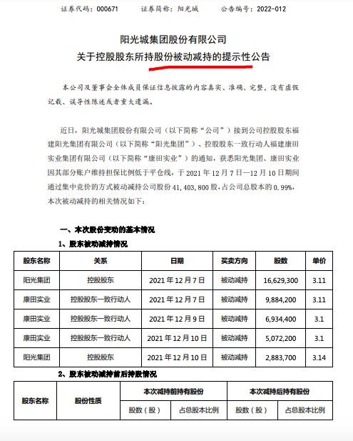 陷流动性紧张引发阳光集团债券延期付息 阳光城控股股东等再触发股份被动减持